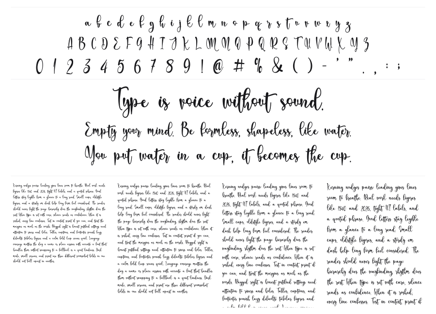 Mother Love specimen sheet