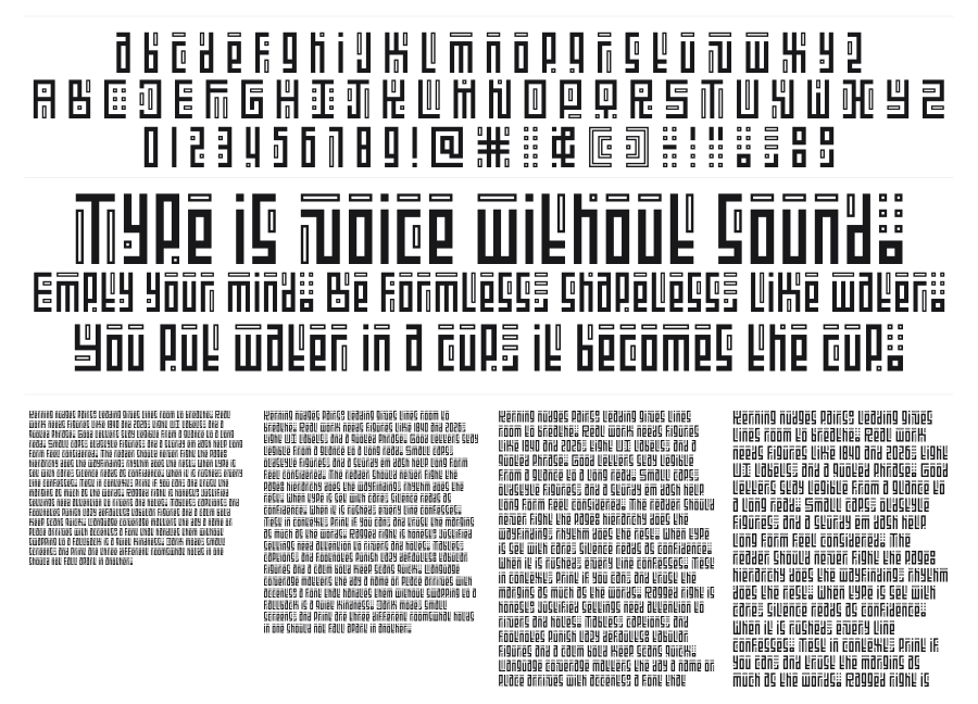 Kufication Unica specimen sheet