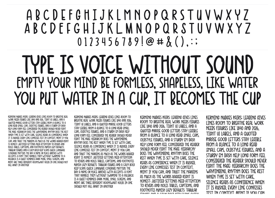 Boodie Crafter specimen sheet