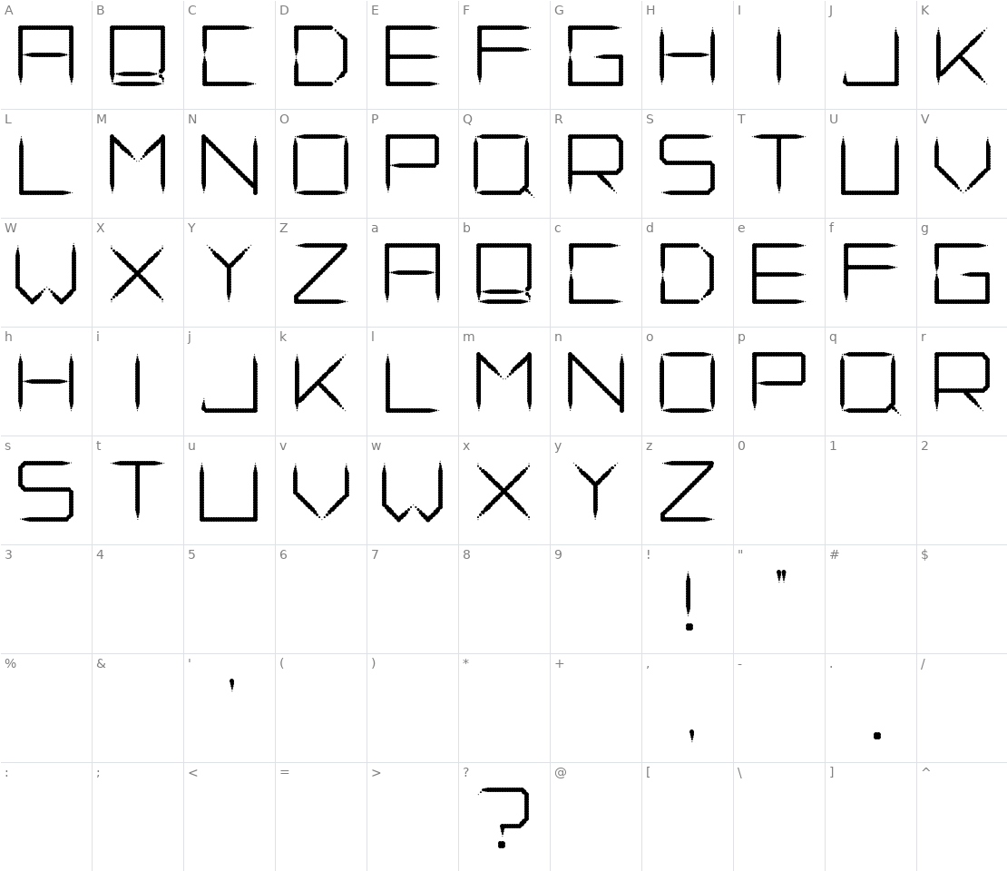 Character set for Fade Away