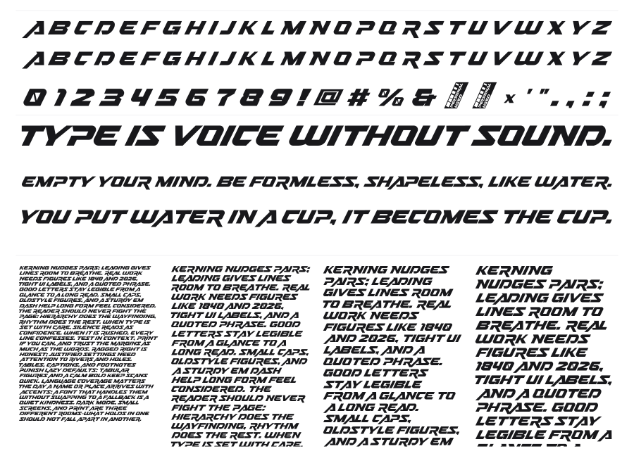 Nitro Chargers specimen sheet