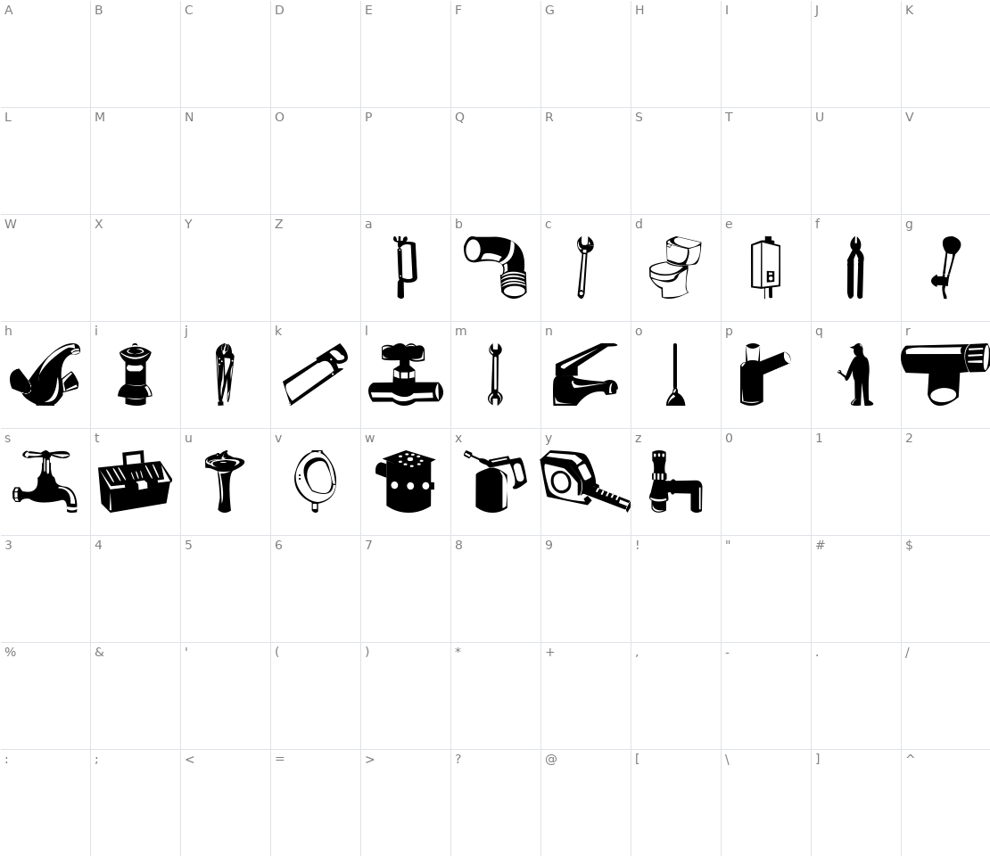 Character set for Gasfiterbarrera