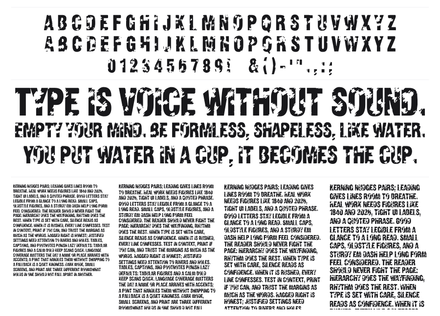Viva Allende specimen sheet