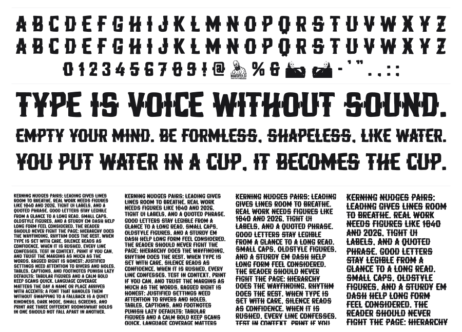 Unlucky Days specimen sheet