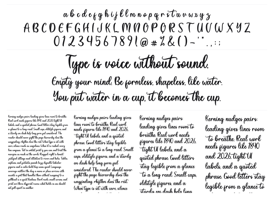 Light Sunday specimen sheet