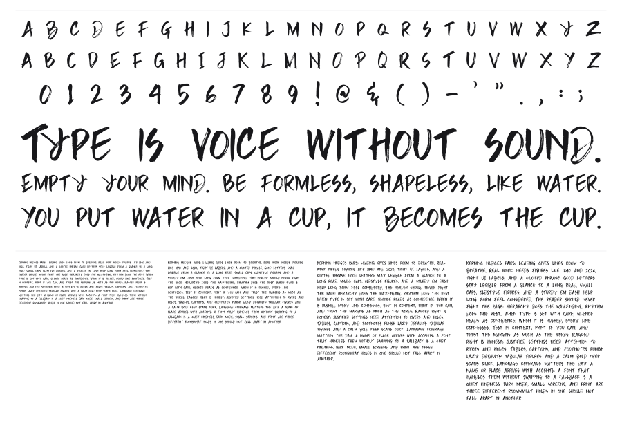 Rain Brush specimen sheet