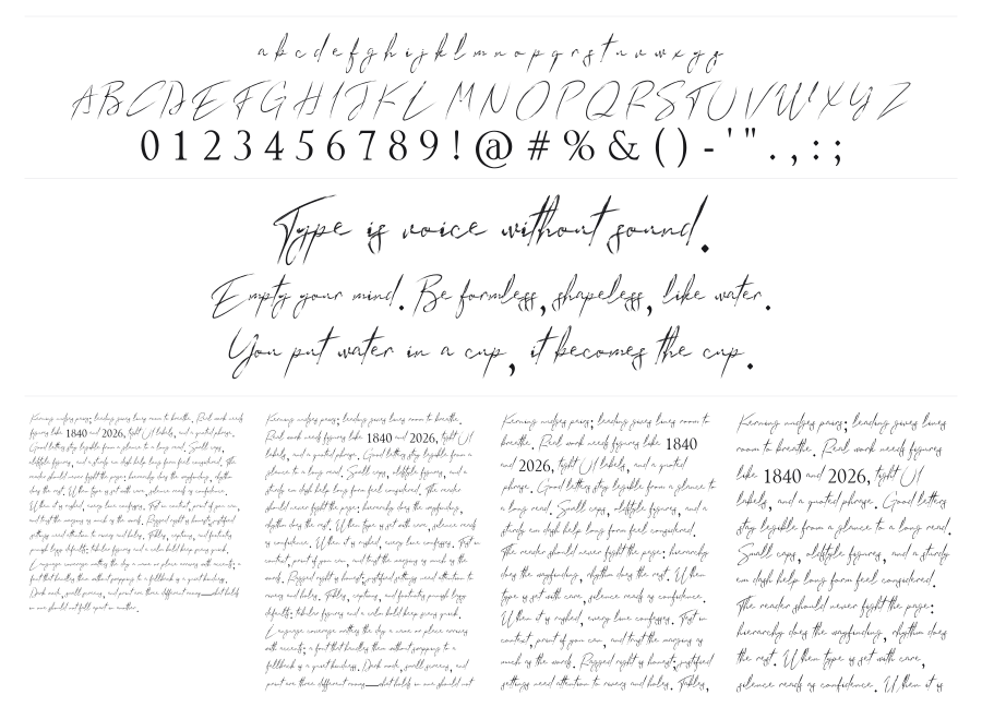Sun Brush specimen sheet
