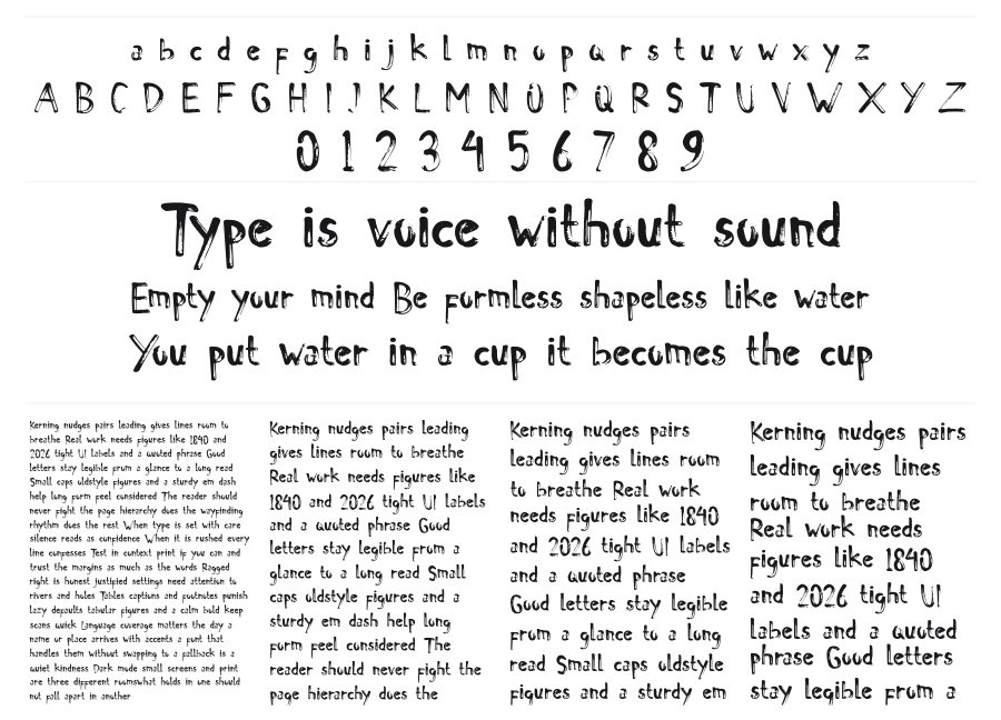 De La Rocha specimen sheet