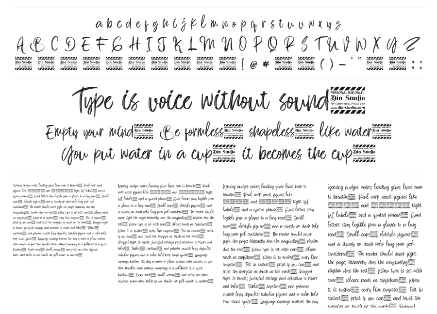 Jotted Dream specimen sheet