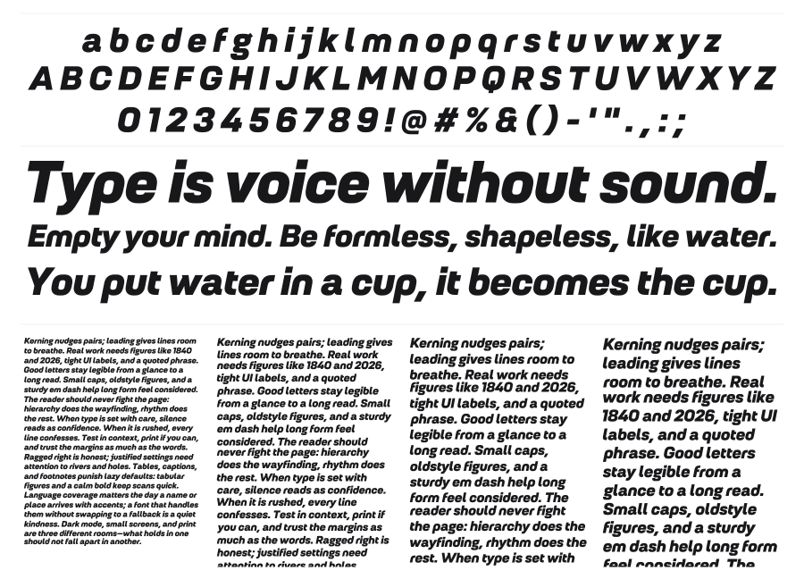 Petrov Sans specimen sheet