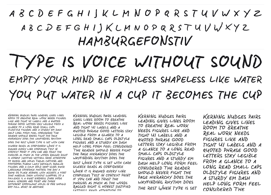BD Lettering specimen sheet
