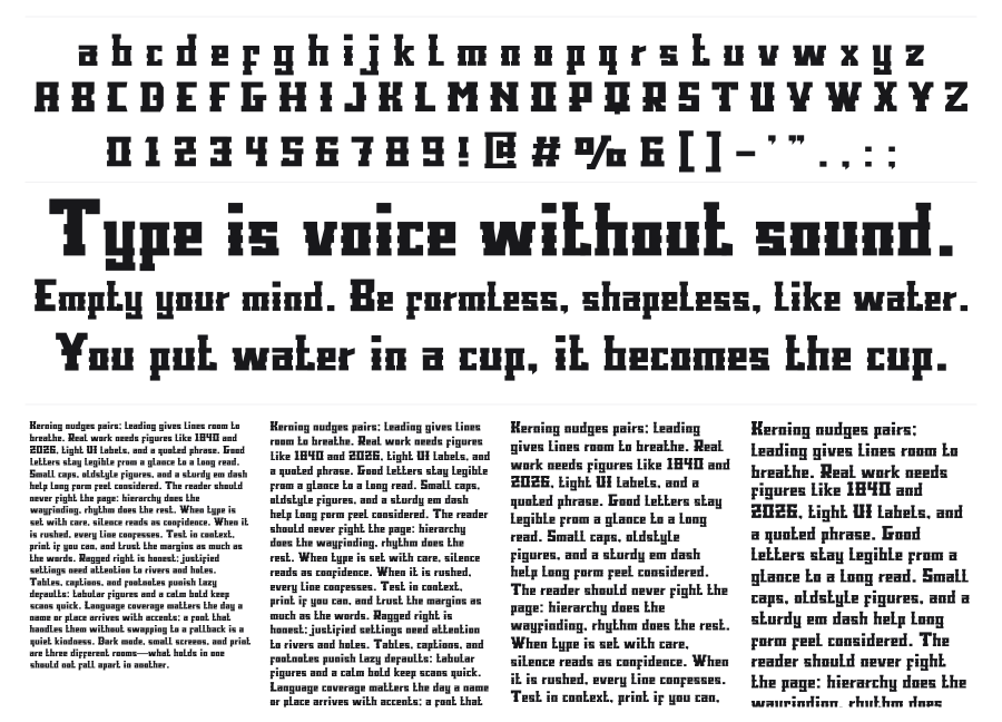 Klock specimen sheet