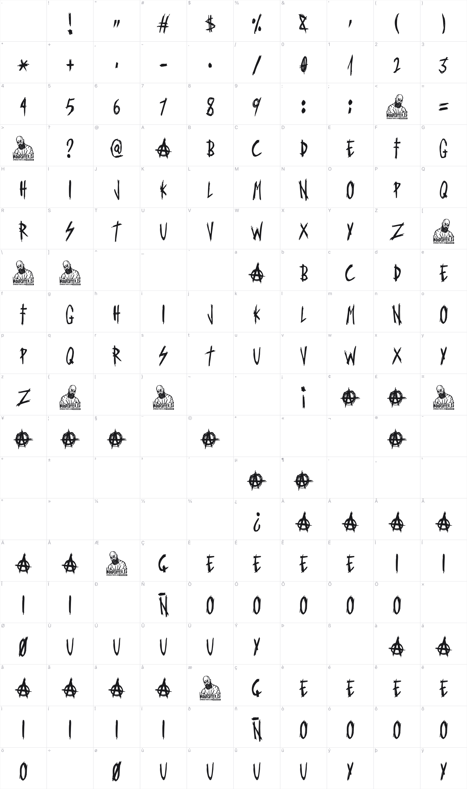 No Future Gang glyph table