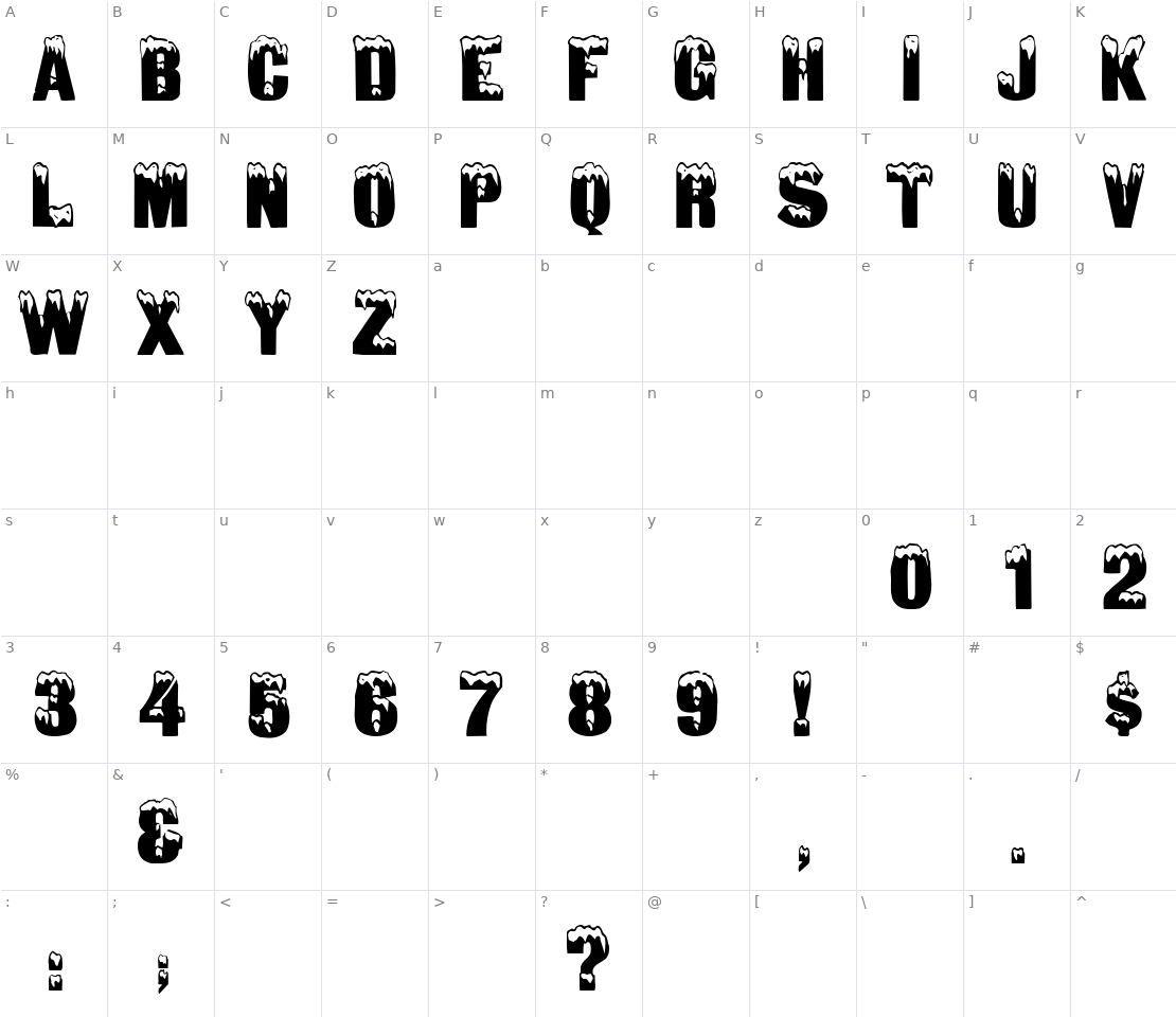 Character set for Igloo Laser