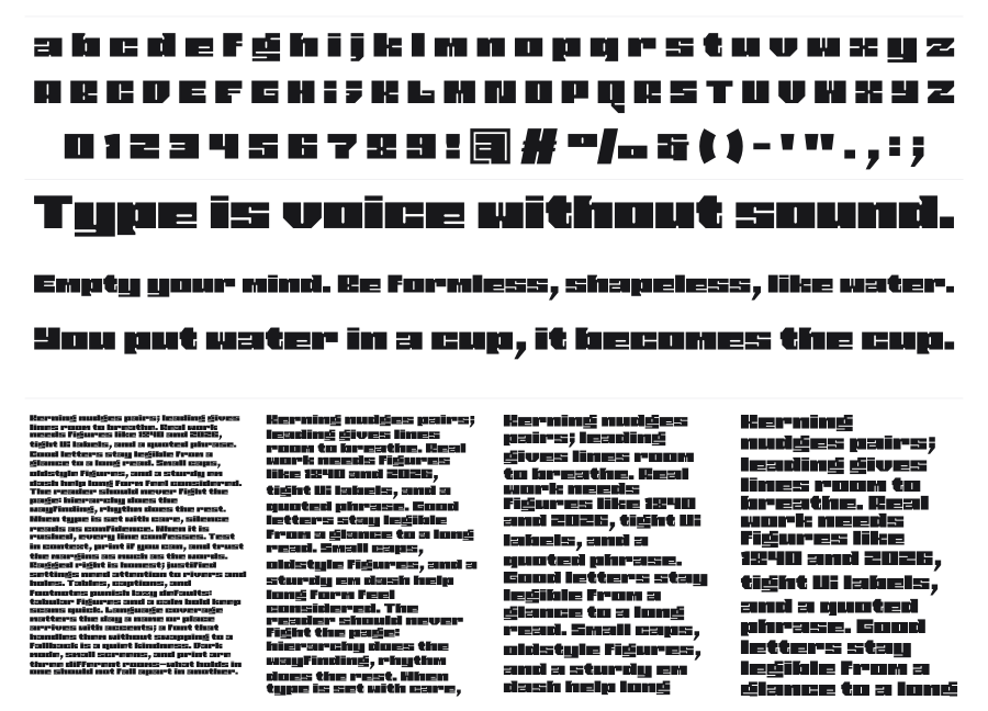 Minio specimen sheet