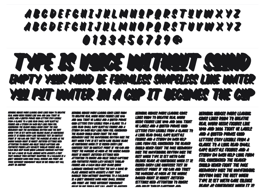 Quechely specimen sheet