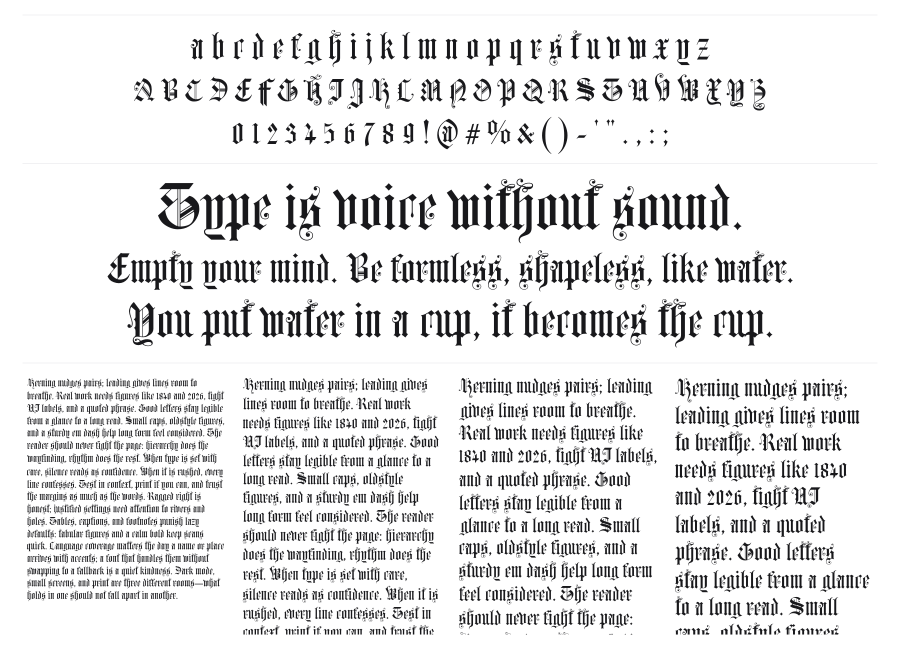 Church Text B specimen sheet