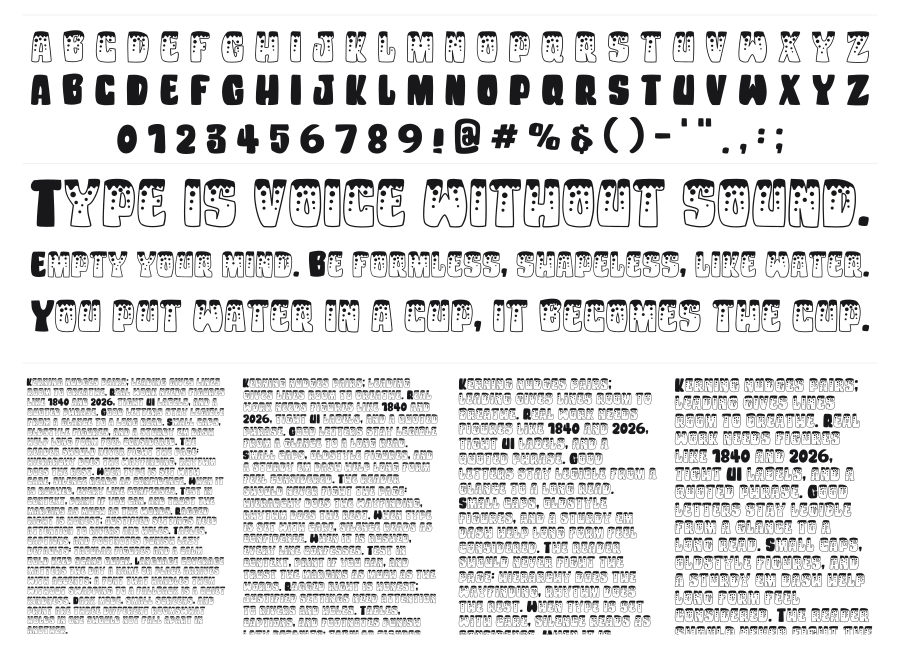 Unicorn Kids specimen sheet