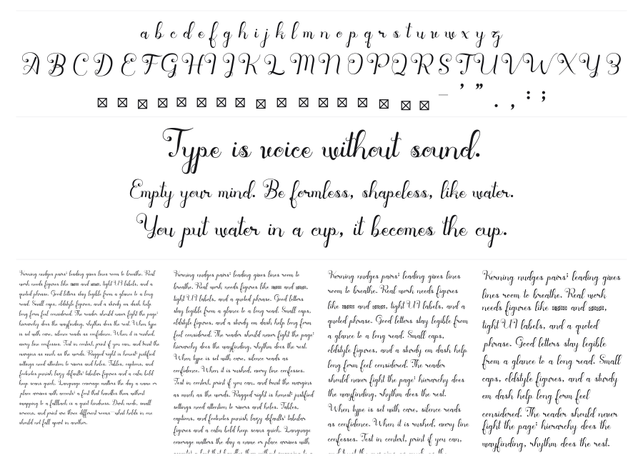 Hanie specimen sheet
