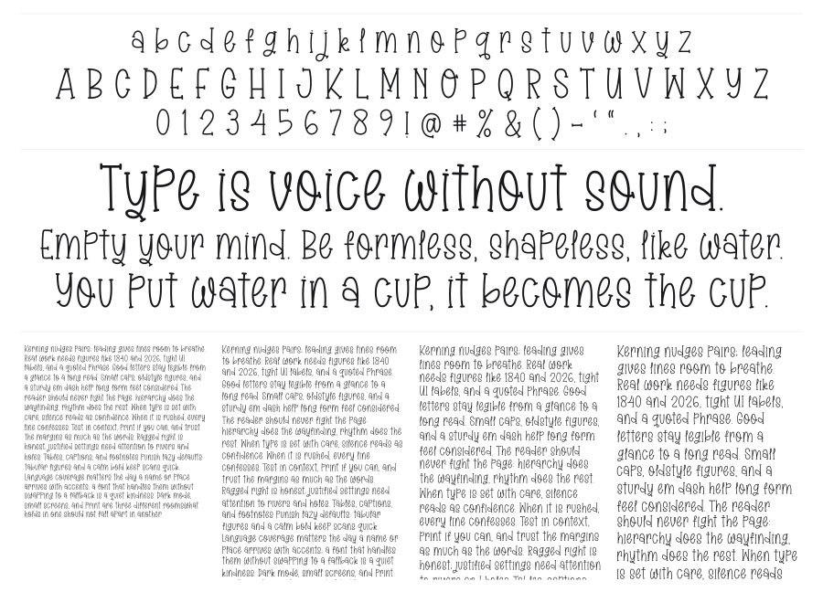 Playful Market specimen sheet