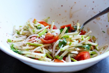 recipe for Spicy Thai Alfalfa Seed Salad with Acorn Squash, Apple, and Almonds
