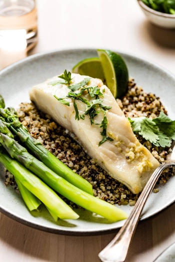 recipe for Black Cod with Corn, Garlic, and Ginger