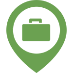 location pin with briefcase icon