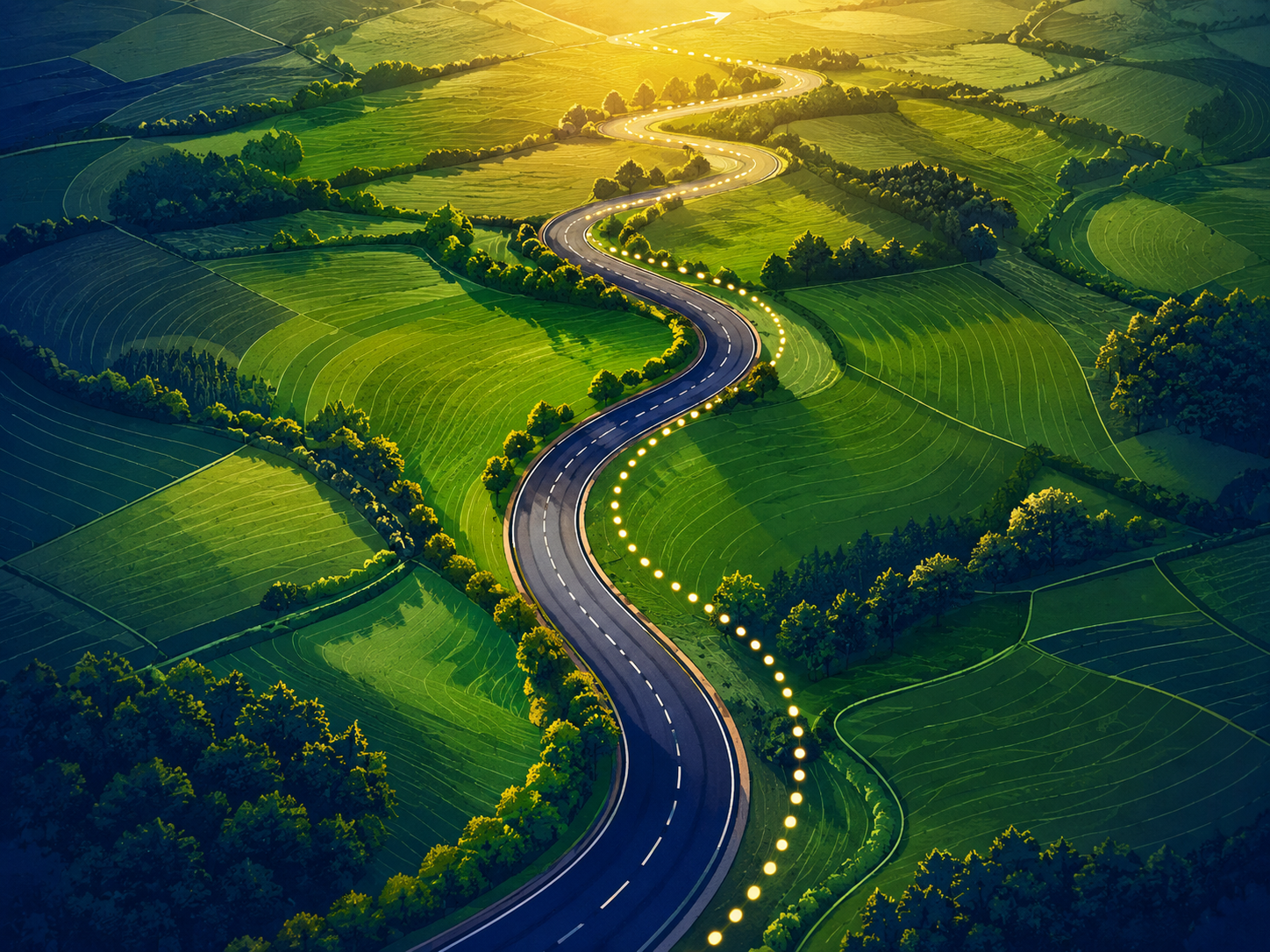 Aerial winding road