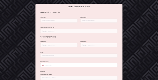 Loan Guarantor Form template