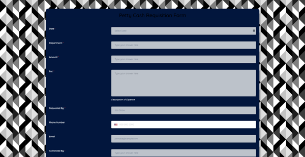 Petty Cash Requisition Form template
