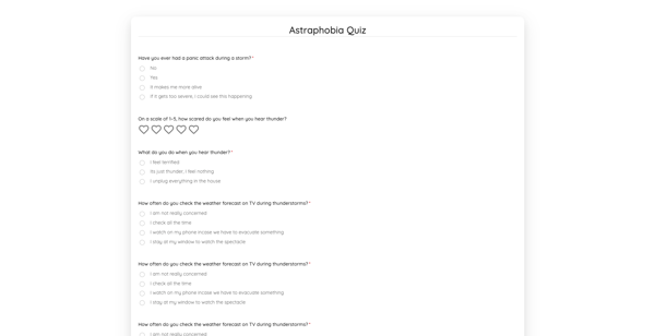 Astraphobia Quiz Template template