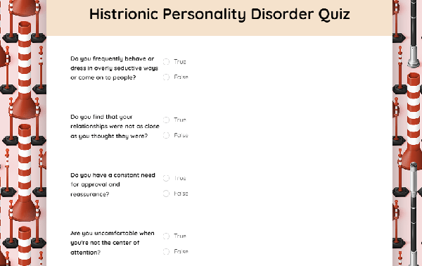 Histrionic Personality Disorder Quiz template
