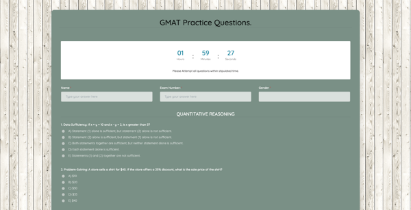 Gmat Practice Test template