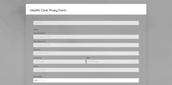Healthcare Proxy Form template