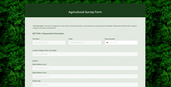Agricultural Survey template