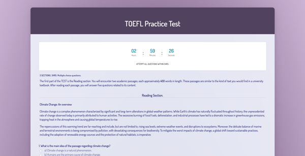 Toefl Practice Test template