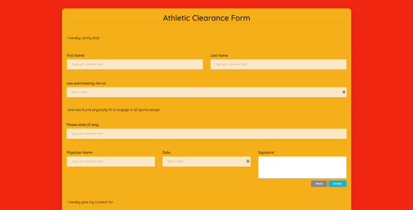 Athletic Clearance Form template