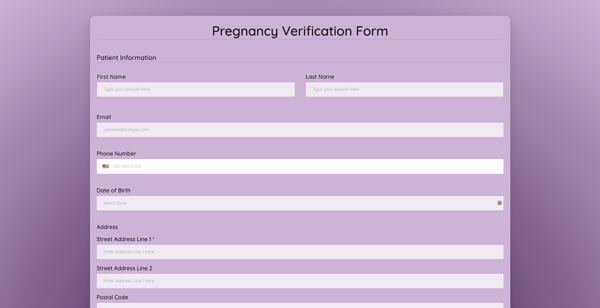 Pregnancy Verification Form template