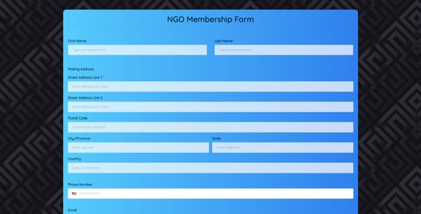 Ngo Membership Form template