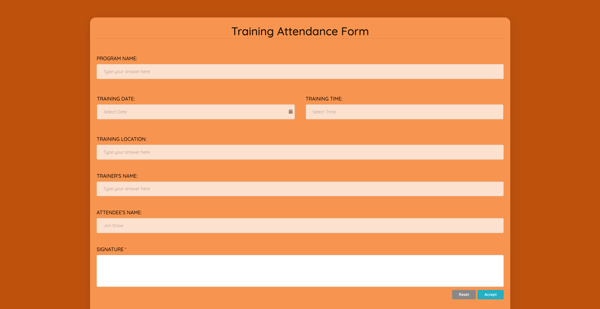 Training Attendance Form template