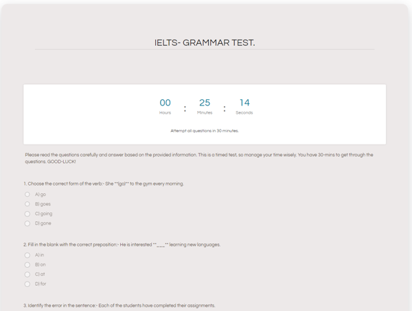 Ielts Grammar Test template