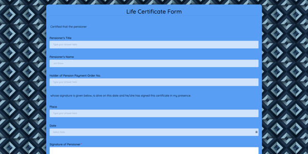 Life Certificate Form template