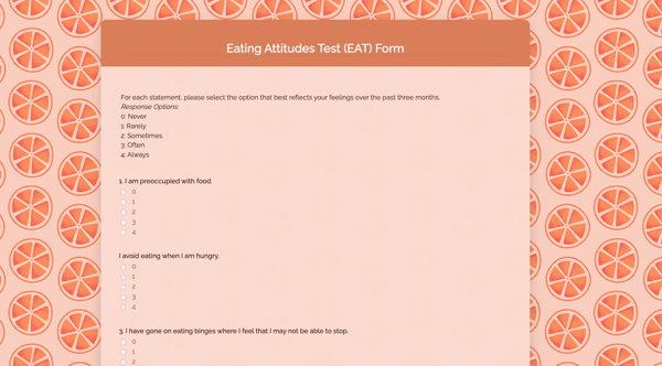 Eating Attitudes Test Form template