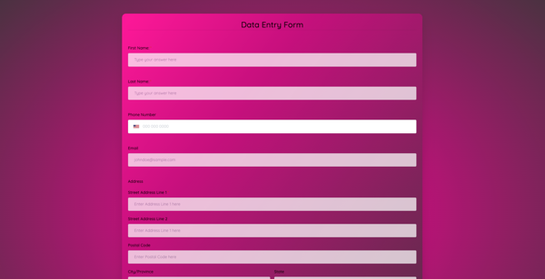 Data Entry Form template