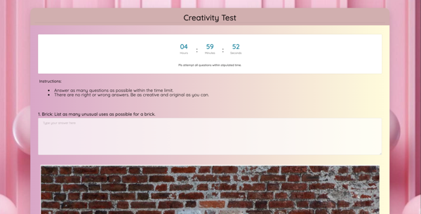 Creativity Test template