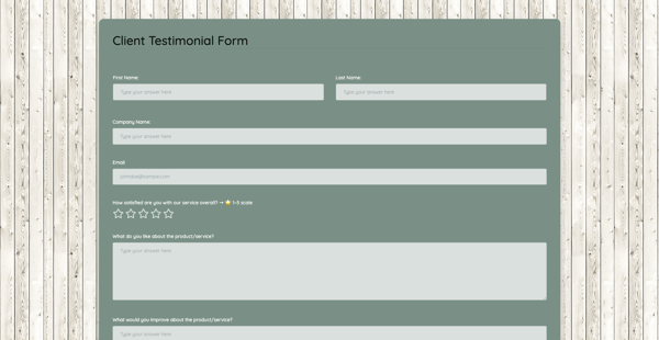 Client Testimonial Form template