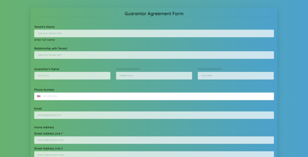 Guarantor Agreement Form template