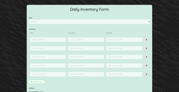 Daily Inventory Form template