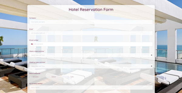 Hotel Reservation Form Template template