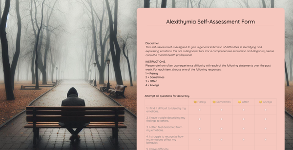Alexithymia Self Assessment Form template